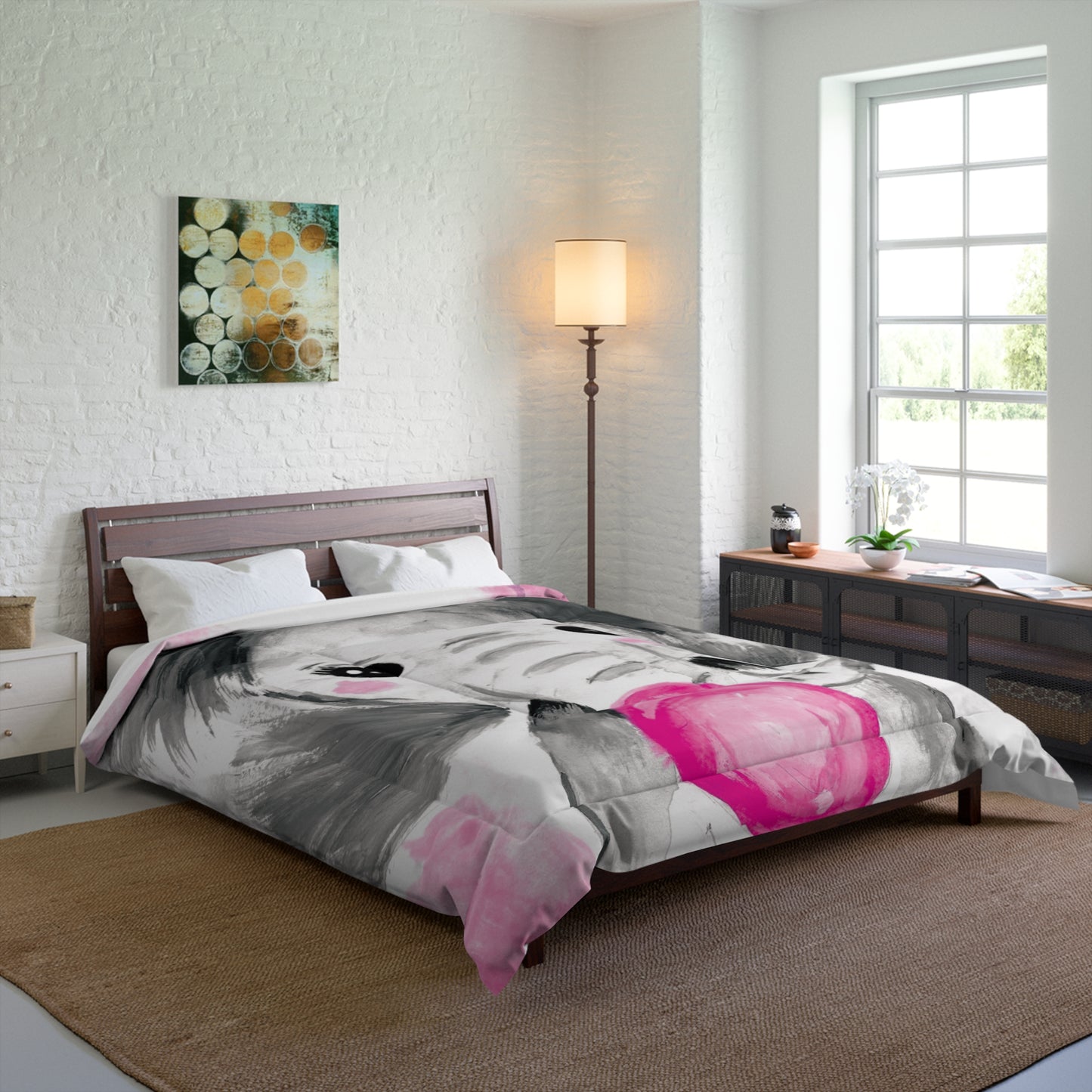 Little Elephant with pink bubblegum without AI - Comforter