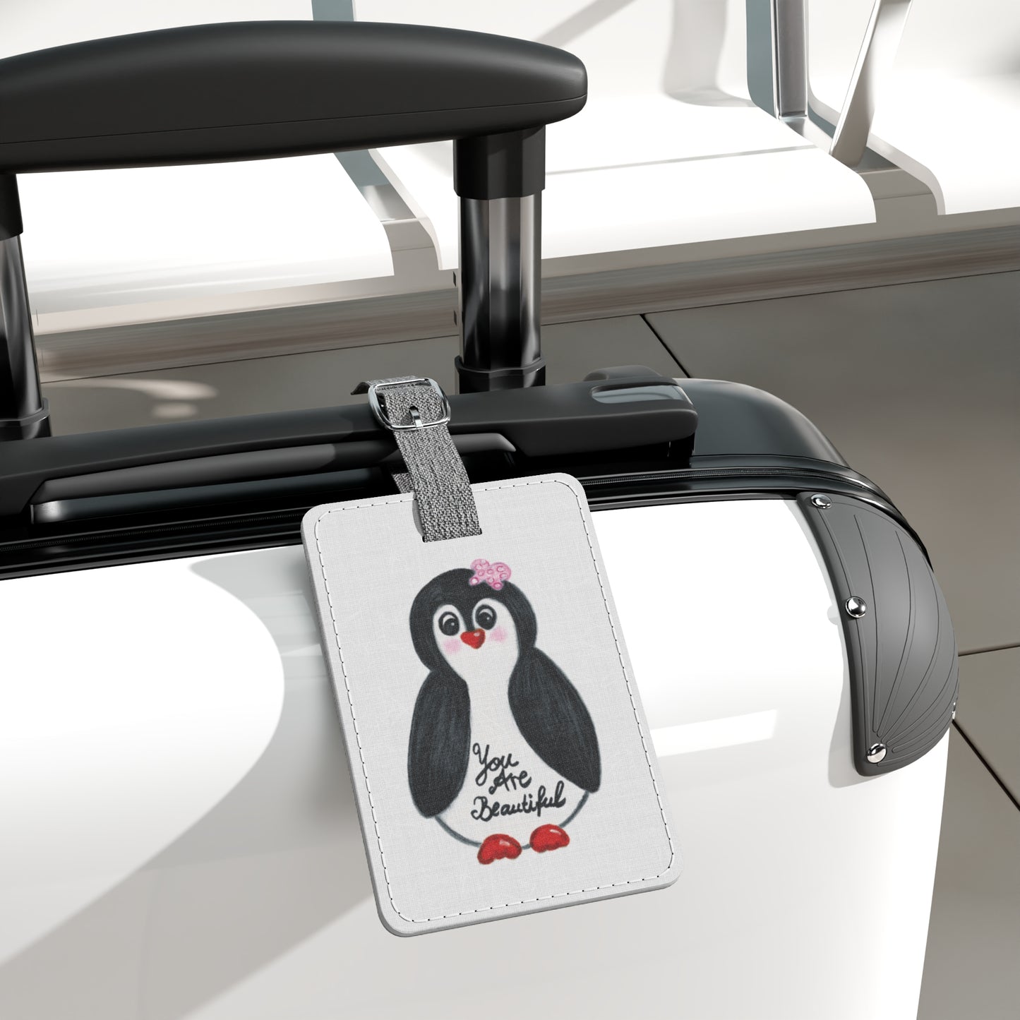 Little penguin beautiful - Saffiano Polyester Luggage Tag, Rectangle