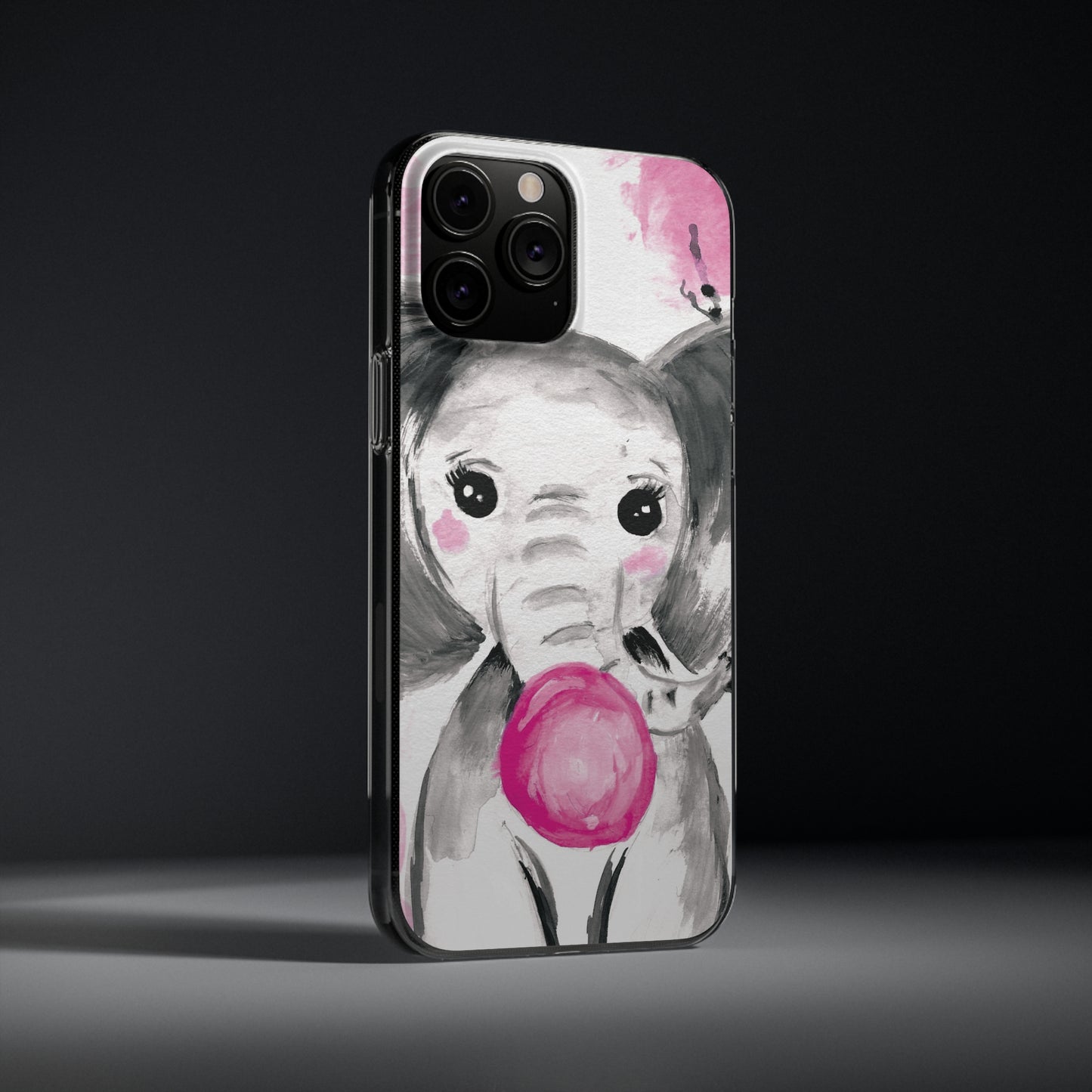 Little Elephant with pink bubblegum without AI - Soft Phone Cases