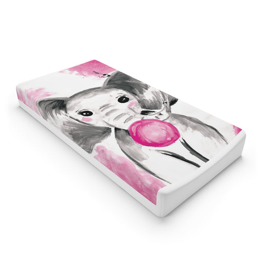 Little Elephant with pink bubblegum without AI - Baby Changing Pad Cover