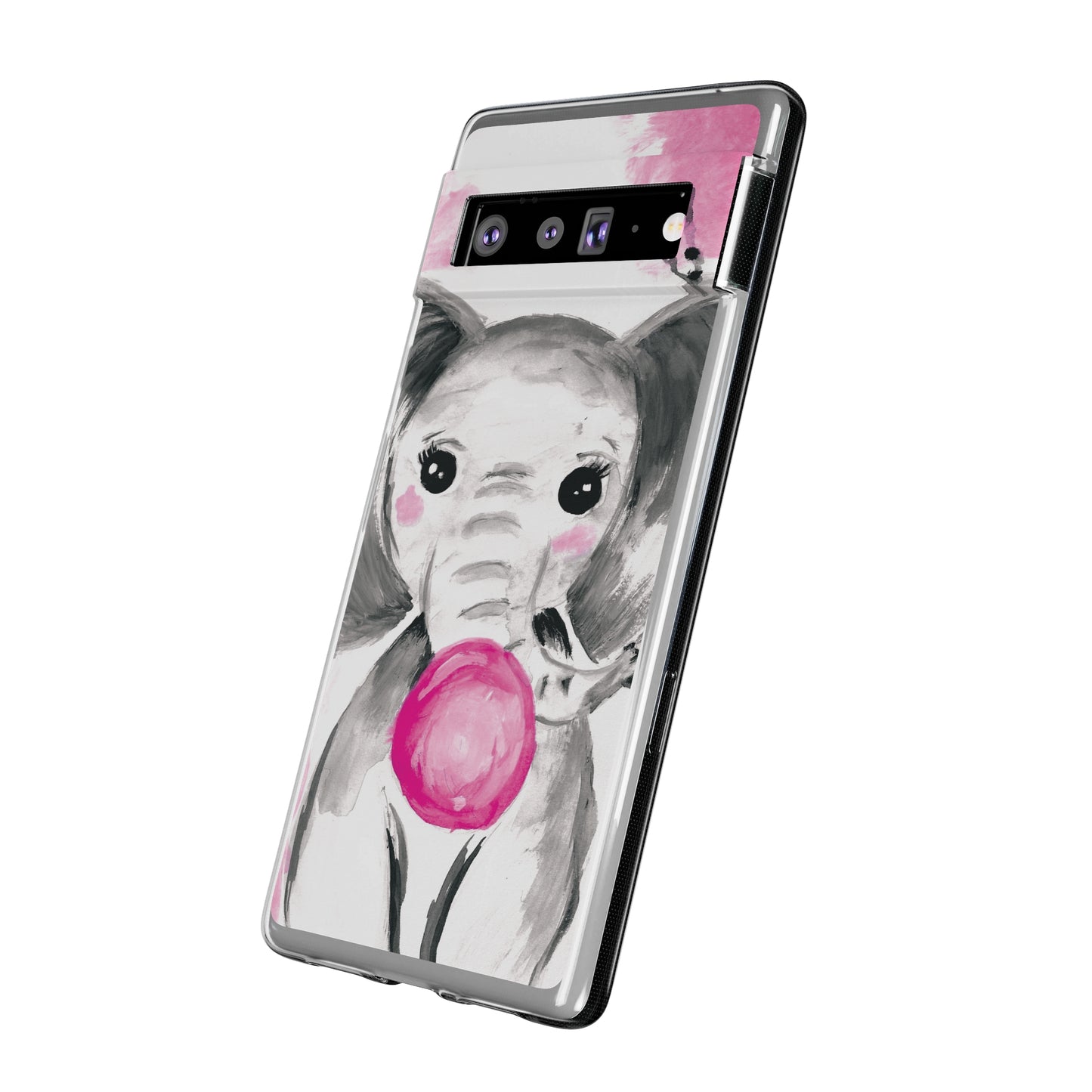 Little Elephant with pink bubblegum without AI - Soft Phone Cases