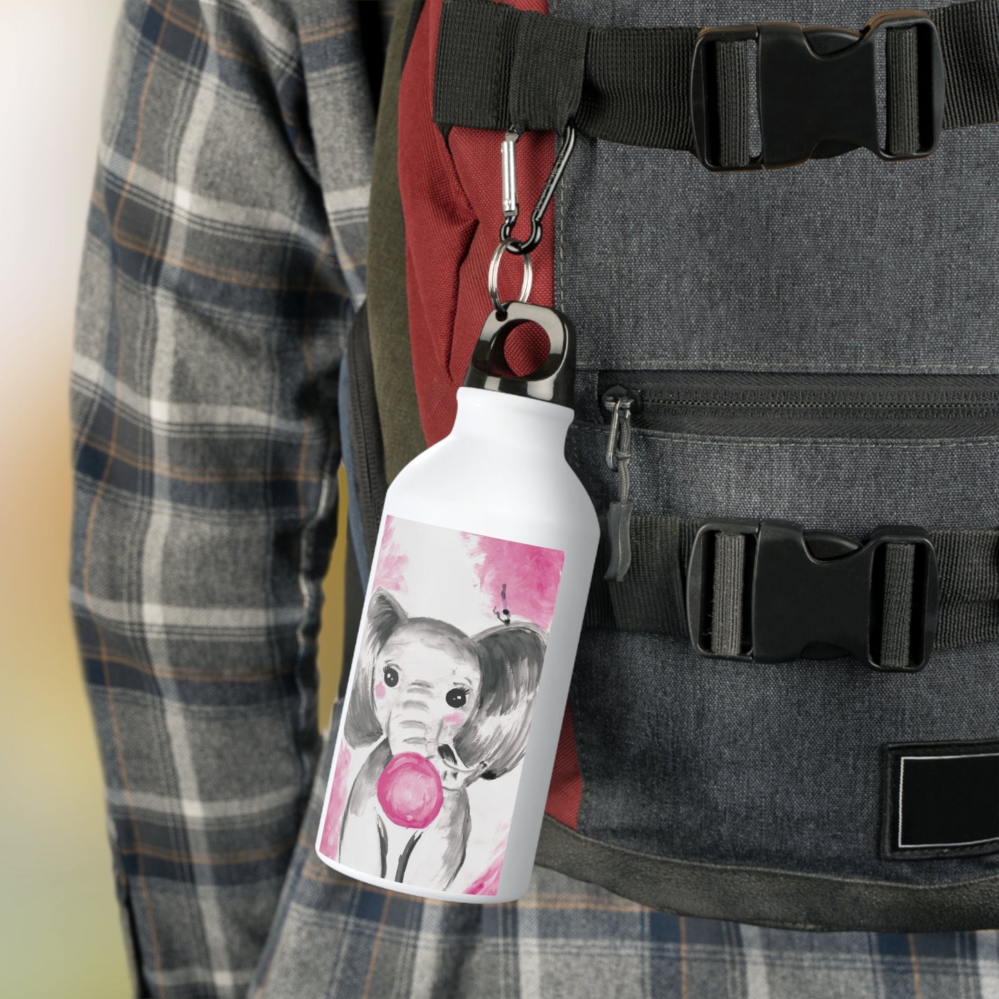 Little Elephant with pink bubblegum without AI - Oregon Sport Bottle