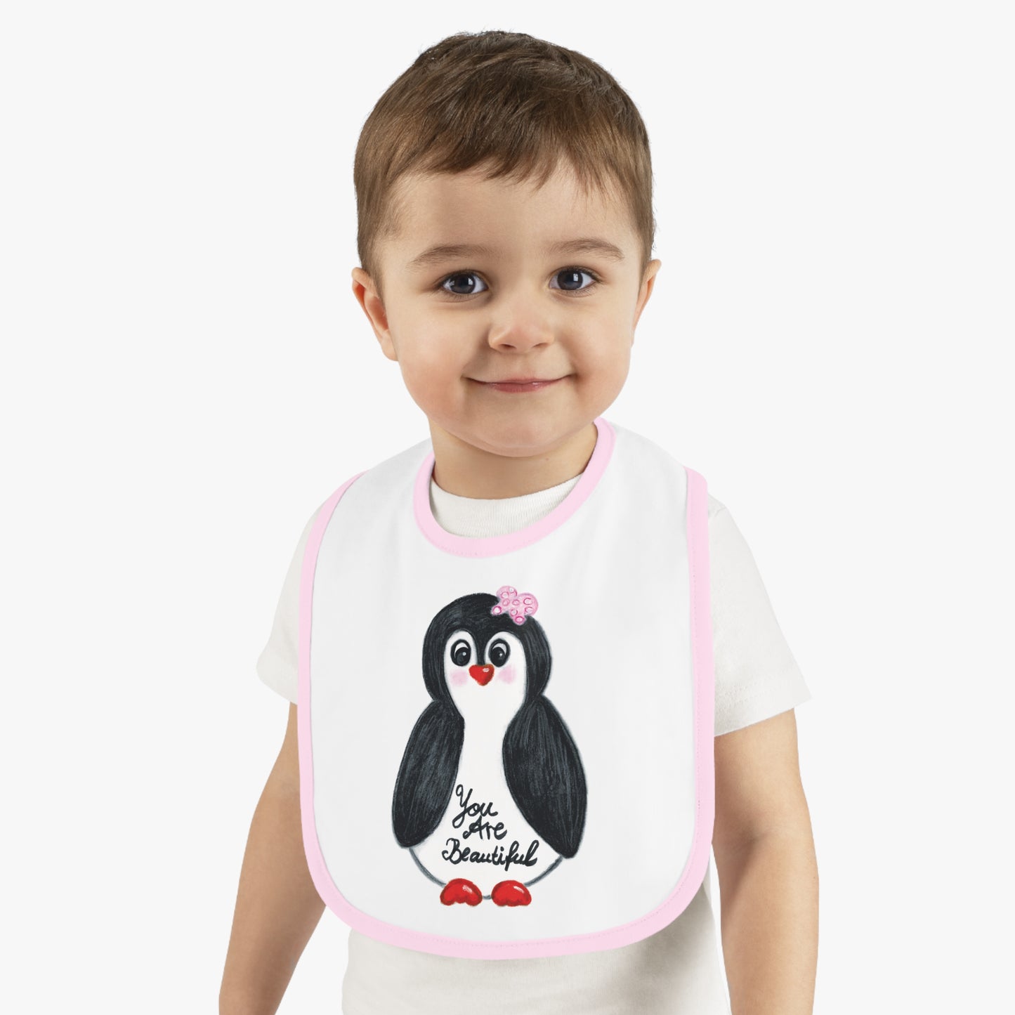 Little penguin beautiful - Baby Contrast Trim Jersey Bib