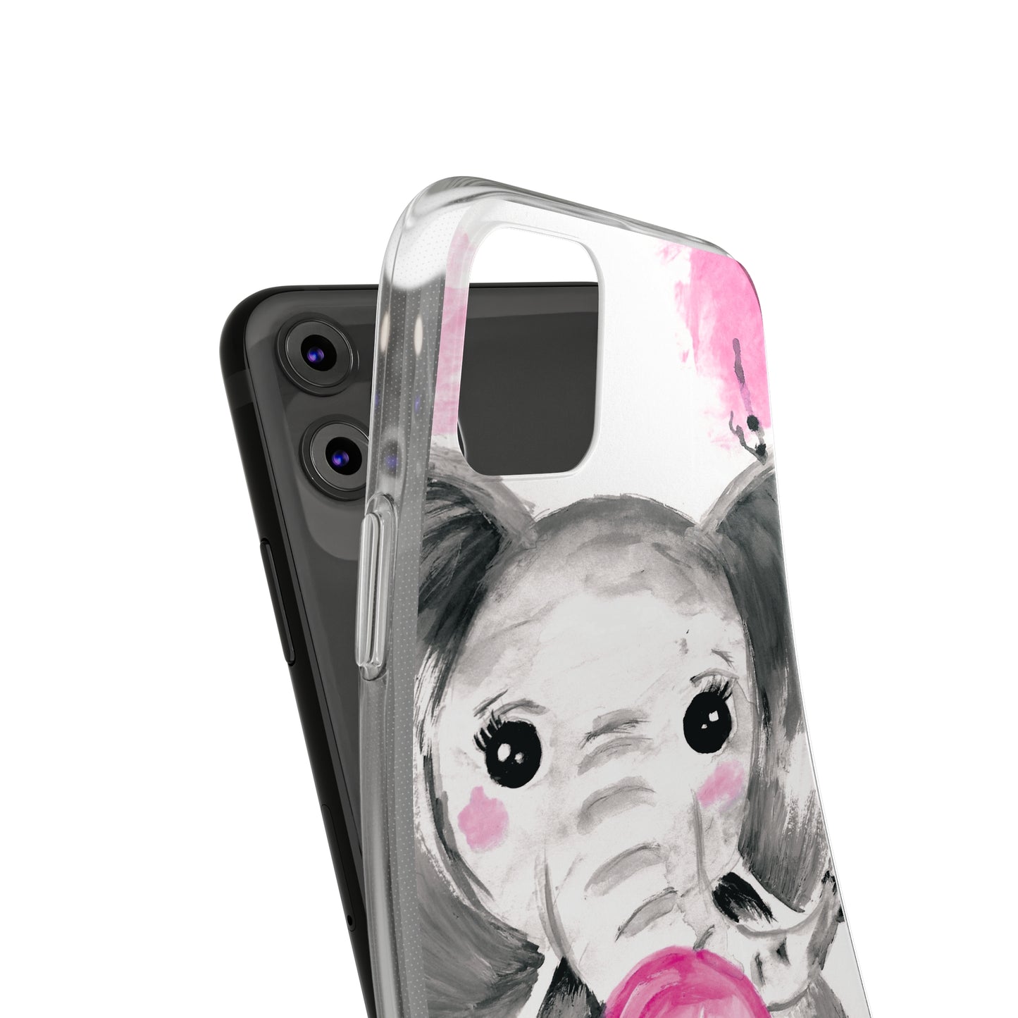 Little Elephant with pink bubblegum without AI - Soft Phone Cases