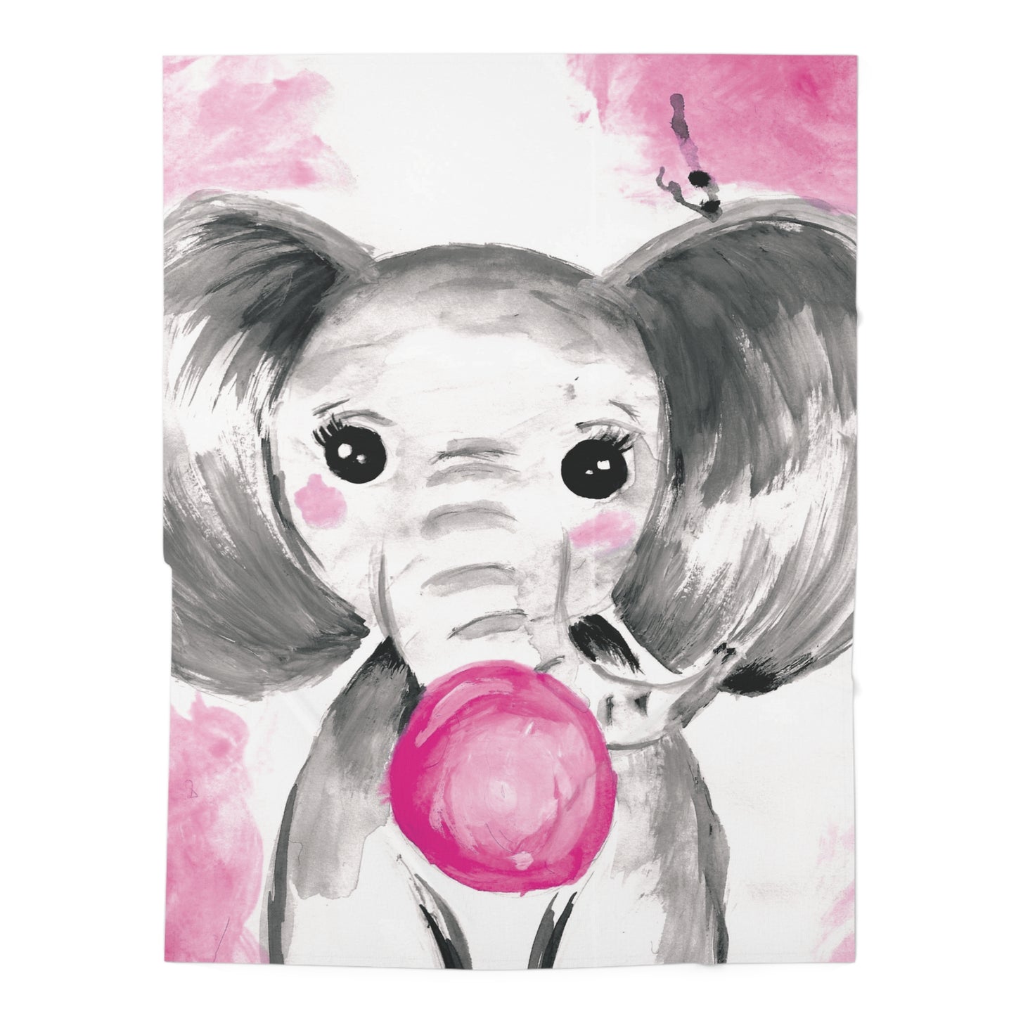 Little Elephant with pink bubblegum without AI - Baby Swaddle Blanket