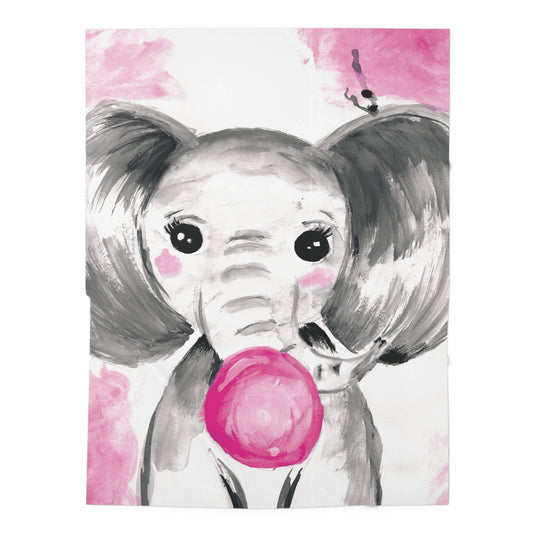 Little Elephant with pink bubblegum without AI - Baby Swaddle Blanket