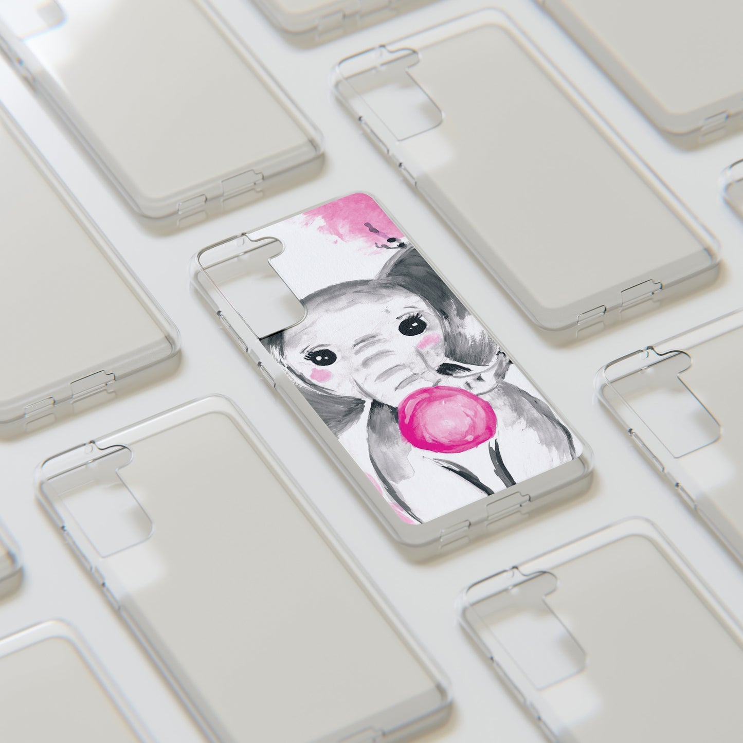 Little Elephant with pink bubblegum without AI - Soft Phone Cases