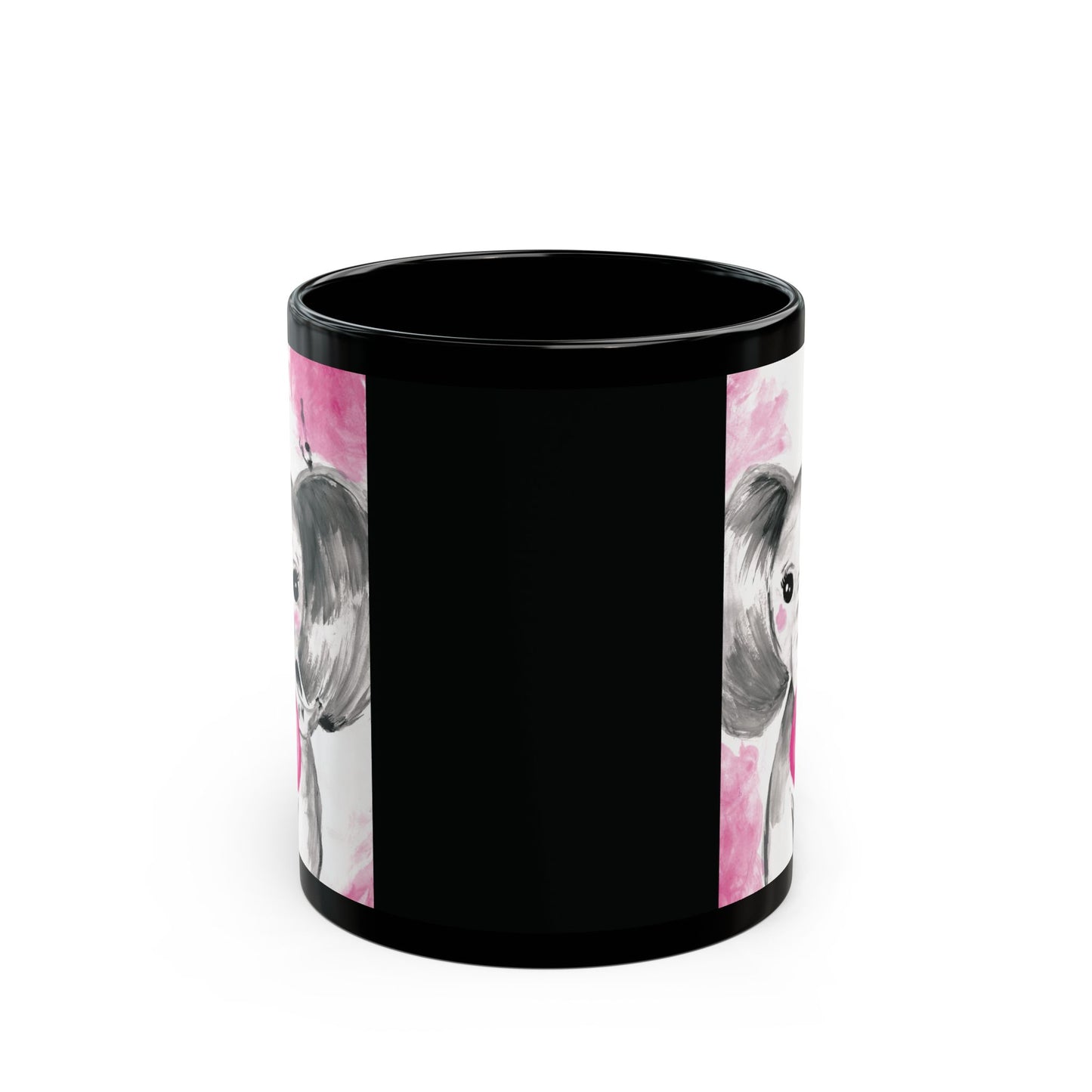 Little Elephant with pink bubblegum without AI - Black Mug (11oz, 15oz)