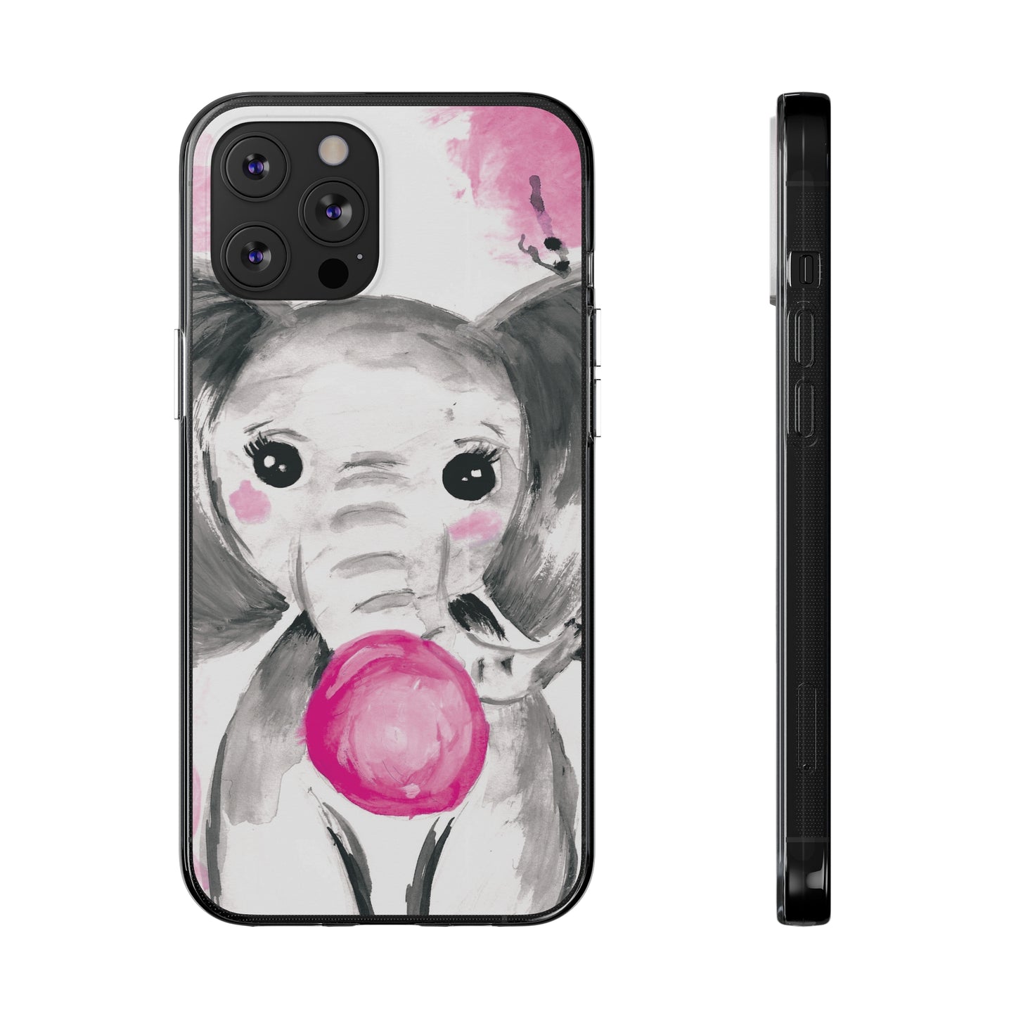 Little Elephant with pink bubblegum without AI - Soft Phone Cases