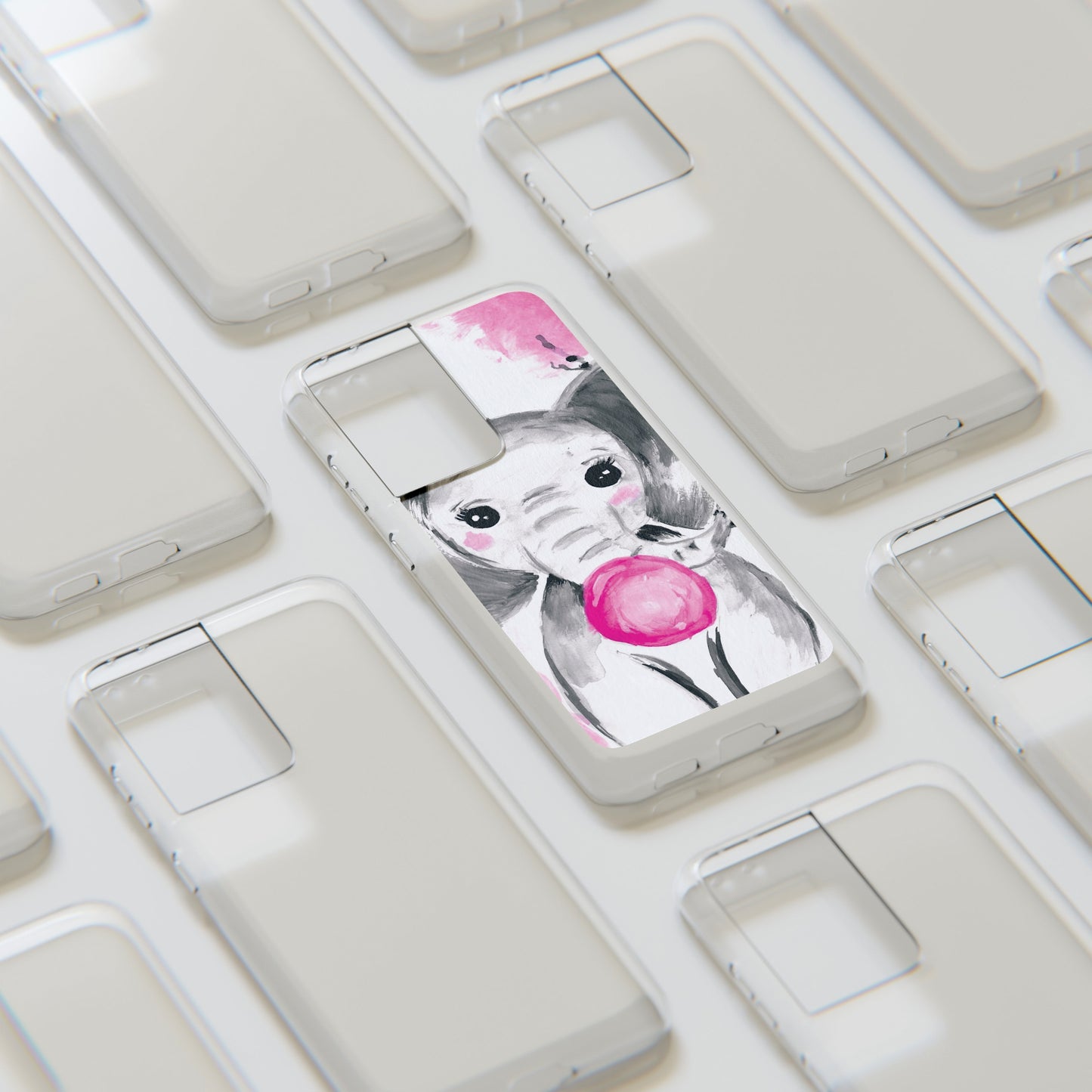 Little Elephant with pink bubblegum without AI - Soft Phone Cases