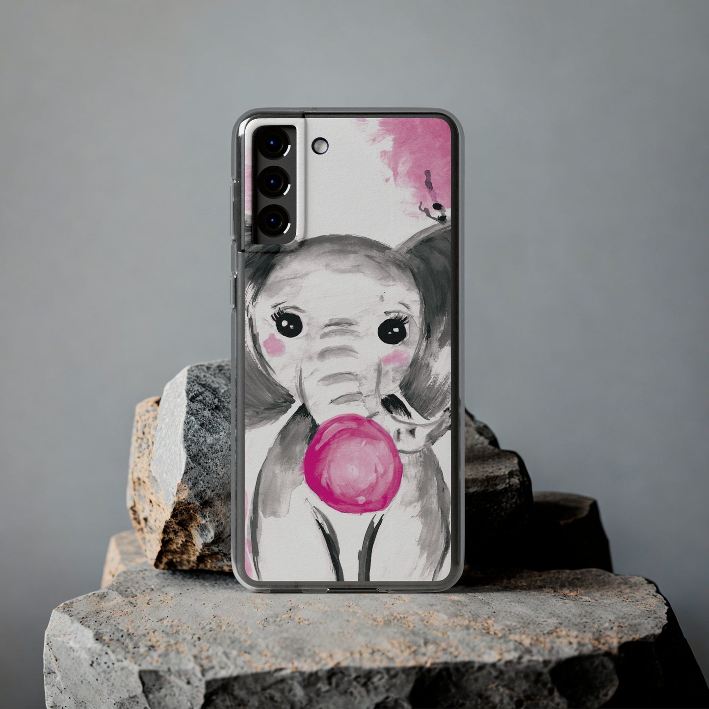 Little Elephant with pink bubblegum without AI - Soft Phone Cases