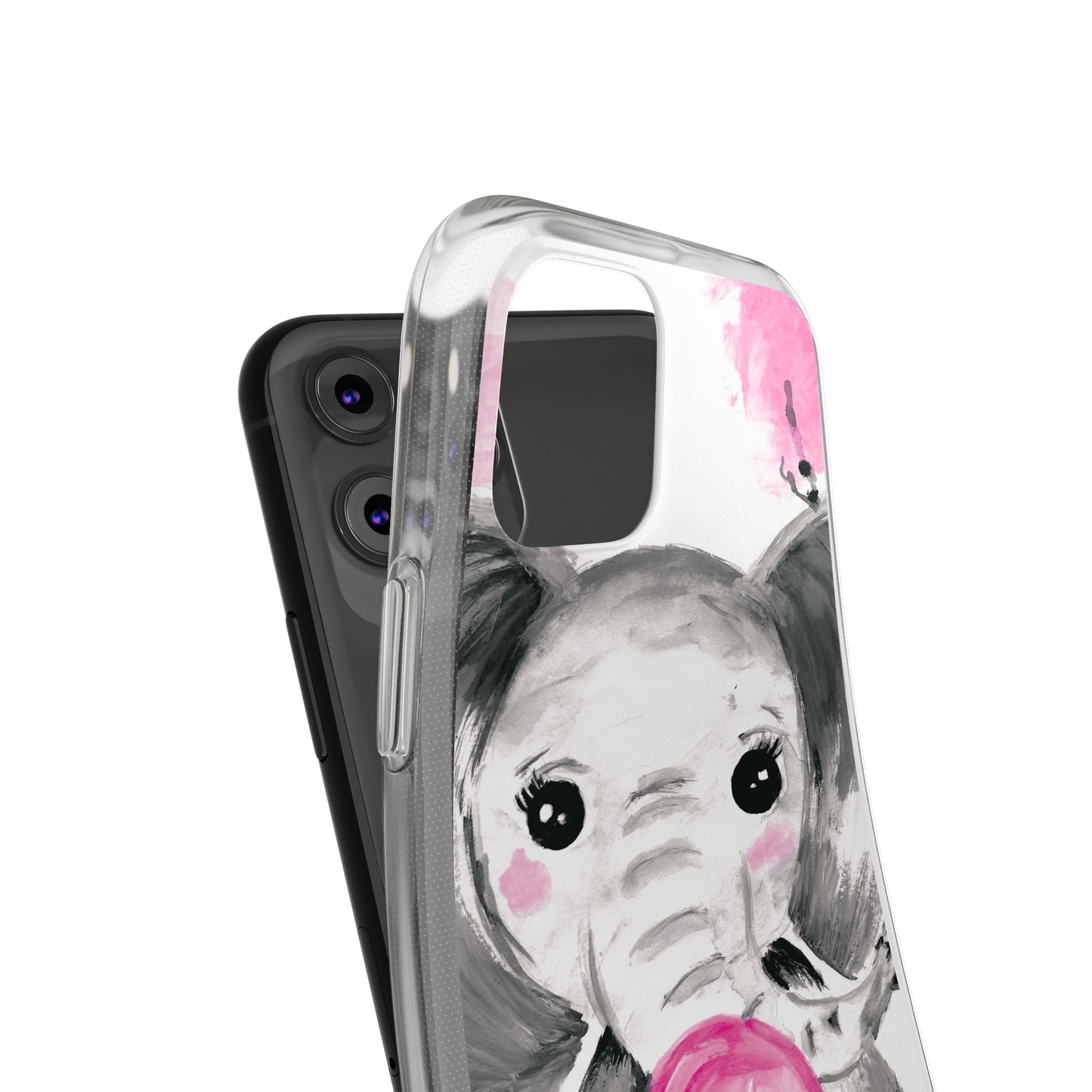 Little Elephant with pink bubblegum without AI - Soft Phone Cases