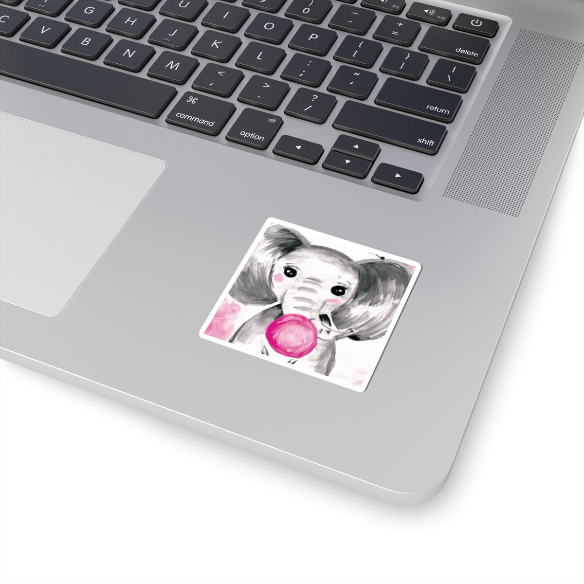 Little Elephant with pink bubblegum without AI - Kiss-Cut Stickers