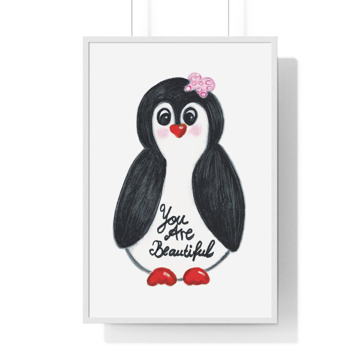 Little penguin beautiful - Vertical Framed Poster