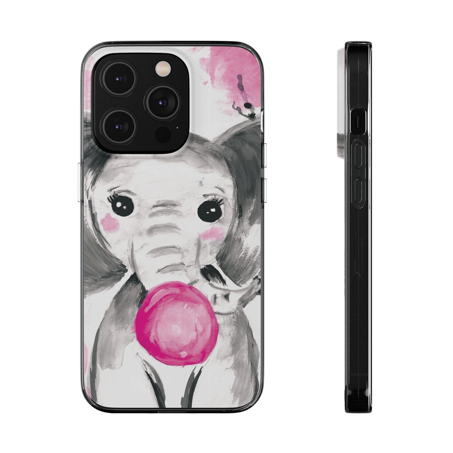 Little Elephant with pink bubblegum without AI - Soft Phone Cases