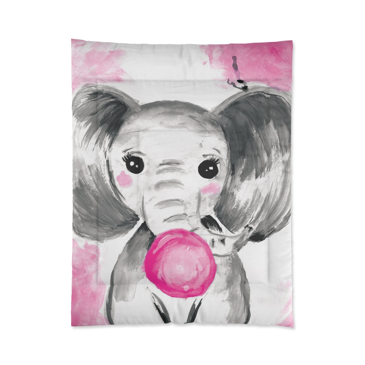 Little Elephant with pink bubblegum without AI - Comforter