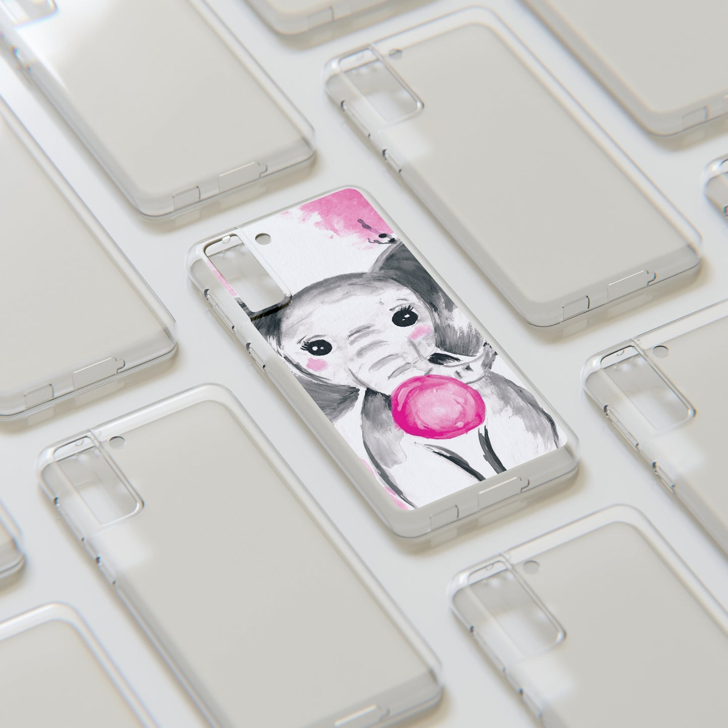 Little Elephant with pink bubblegum without AI - Soft Phone Cases