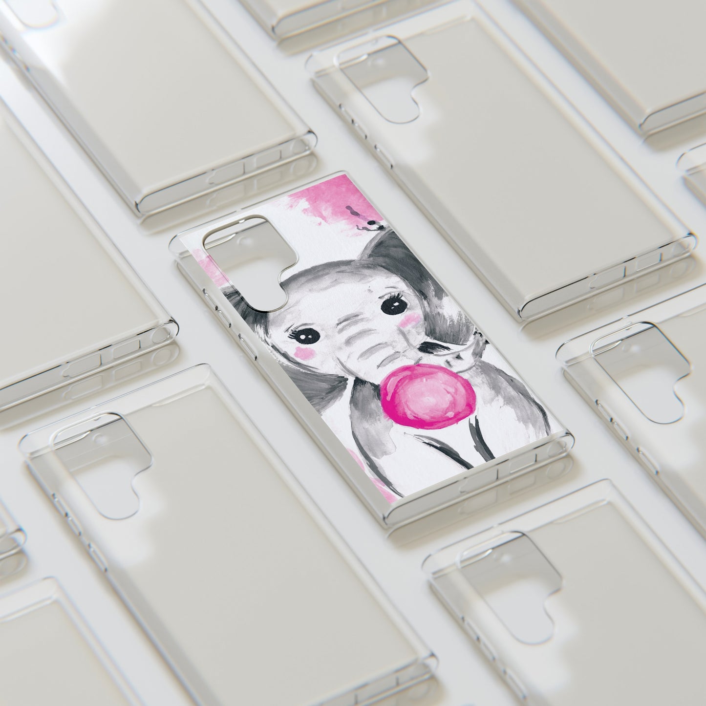 Little Elephant with pink bubblegum without AI - Soft Phone Cases