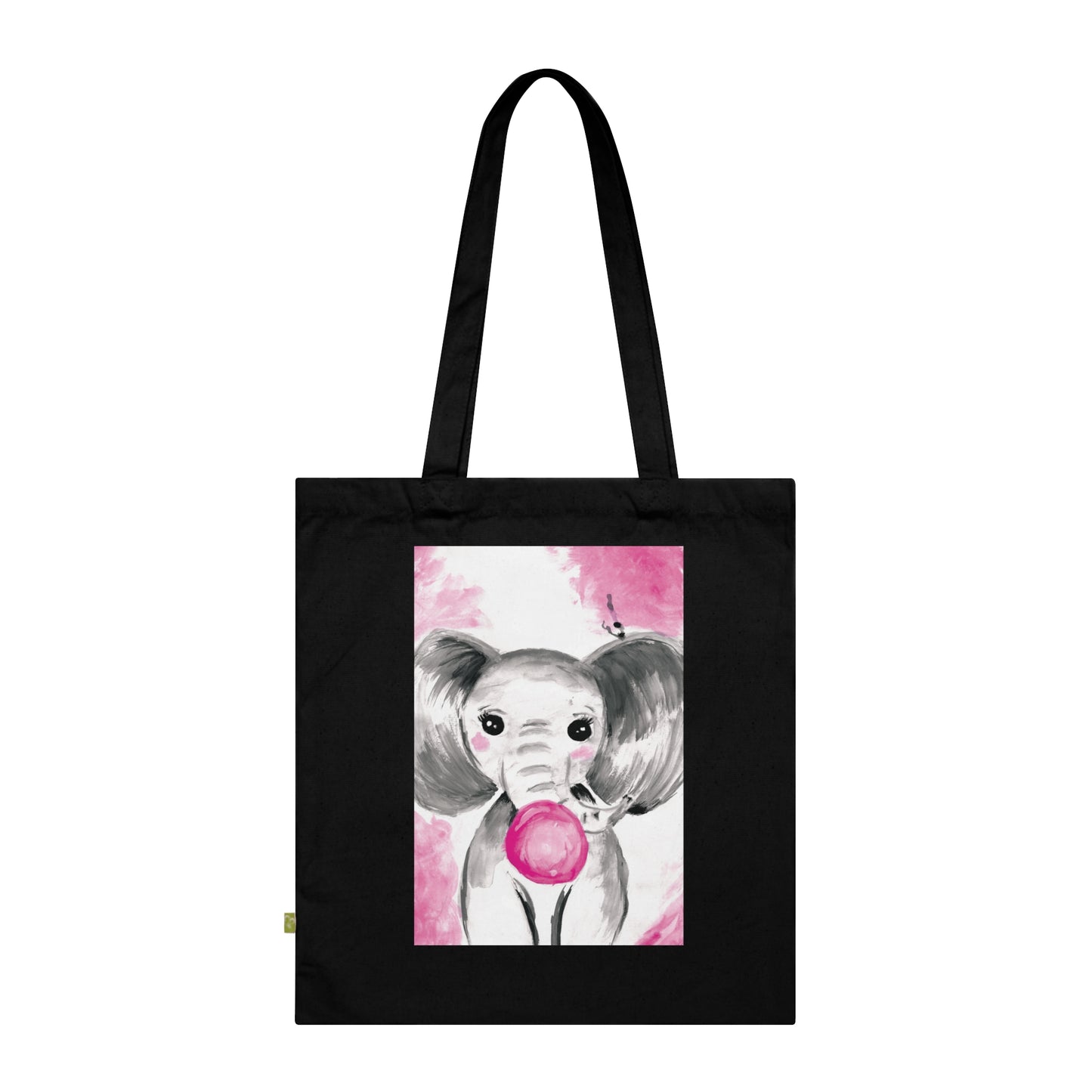 Little Elephant with pink bubblegum without AI - Organic Cotton Tote Bag