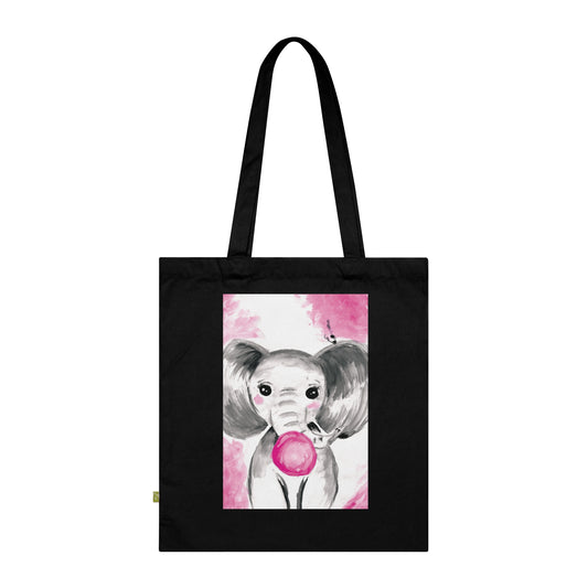 Little Elephant with pink bubblegum without AI - Organic Cotton Tote Bag