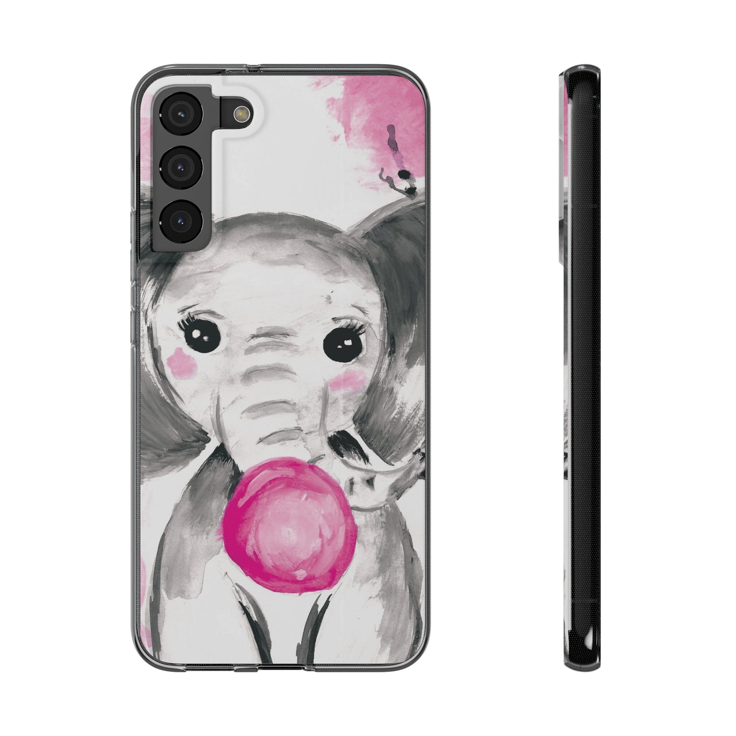Little Elephant with pink bubblegum without AI - Soft Phone Cases