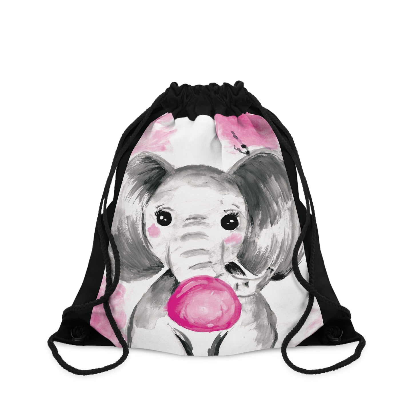 Little Elephant with pink bubblegum without AI - Drawstring Bag