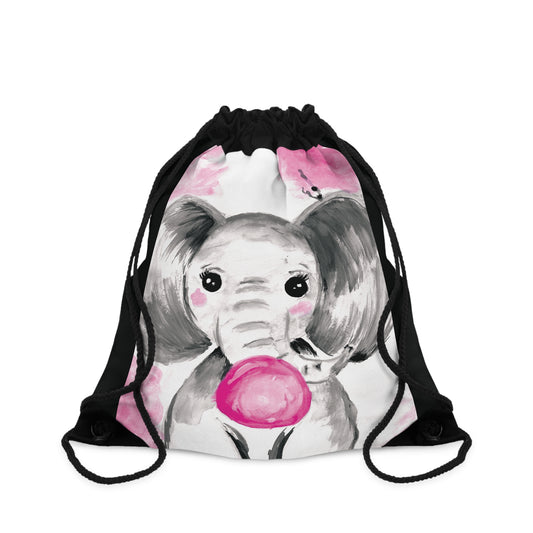 Little Elephant with pink bubblegum without AI - Drawstring Bag