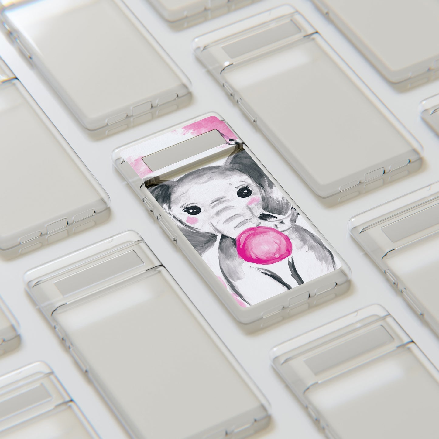 Little Elephant with pink bubblegum without AI - Soft Phone Cases