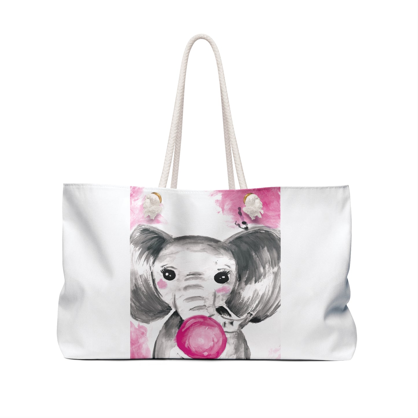 Little Elephant with pink bubblegum without AI - Weekender Bag