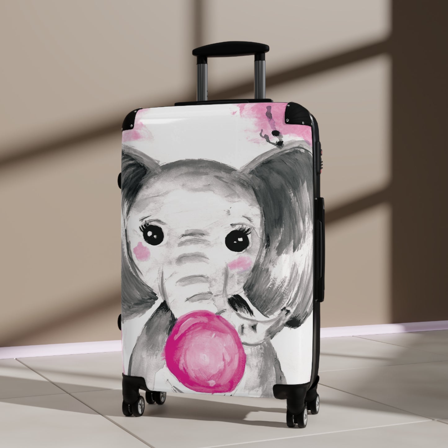Little Elephant with pink bubblegum without AI - Suitcases