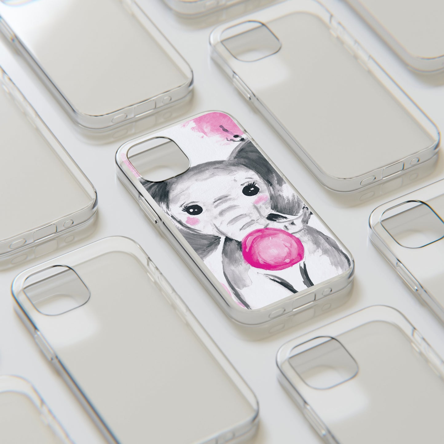 Little Elephant with pink bubblegum without AI - Soft Phone Cases