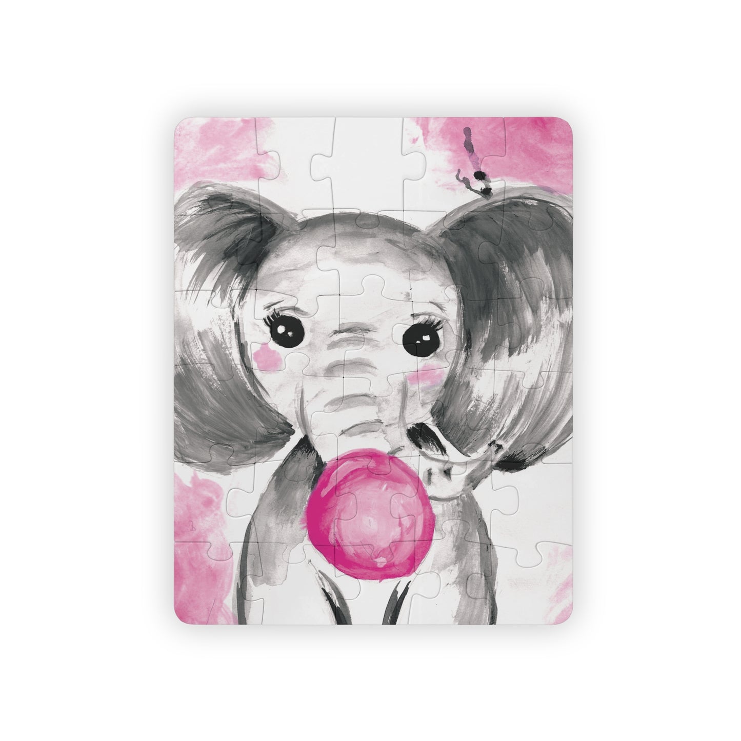 Little Elephant with pink bubblegum without AI - Kids' Puzzle, 30-Piece