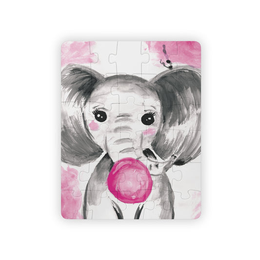 Little Elephant with pink bubblegum without AI - Kids' Puzzle, 30-Piece