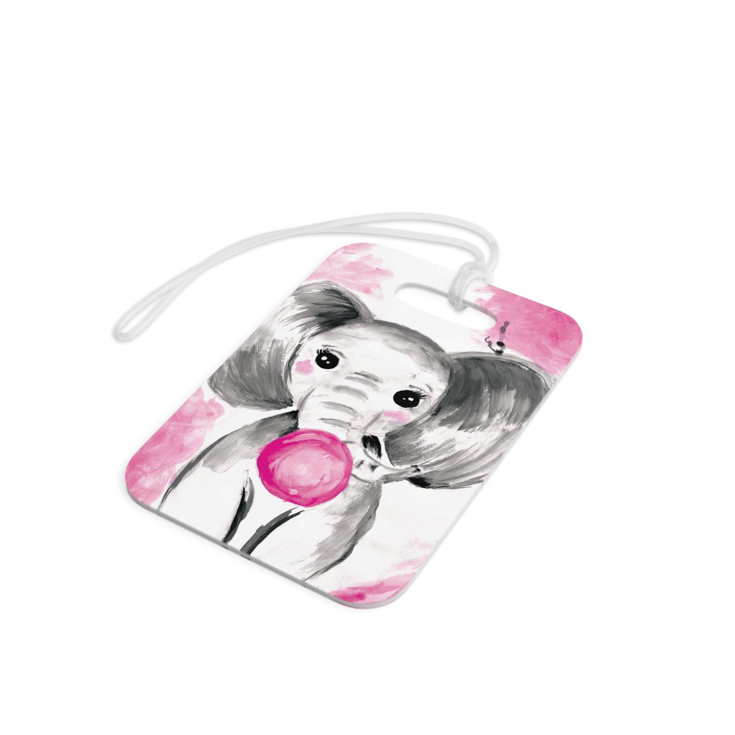 Little elephant with pink bubblegum - Luggage Tags