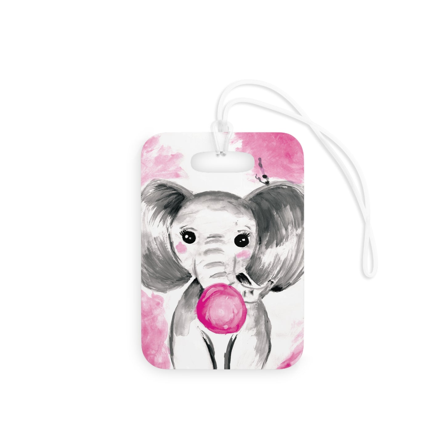Little elephant with pink bubblegum - Luggage Tags