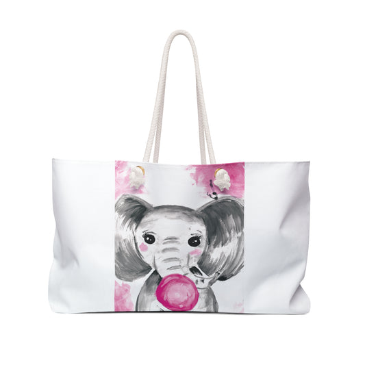 Little Elephant with pink bubblegum without AI - Weekender Bag