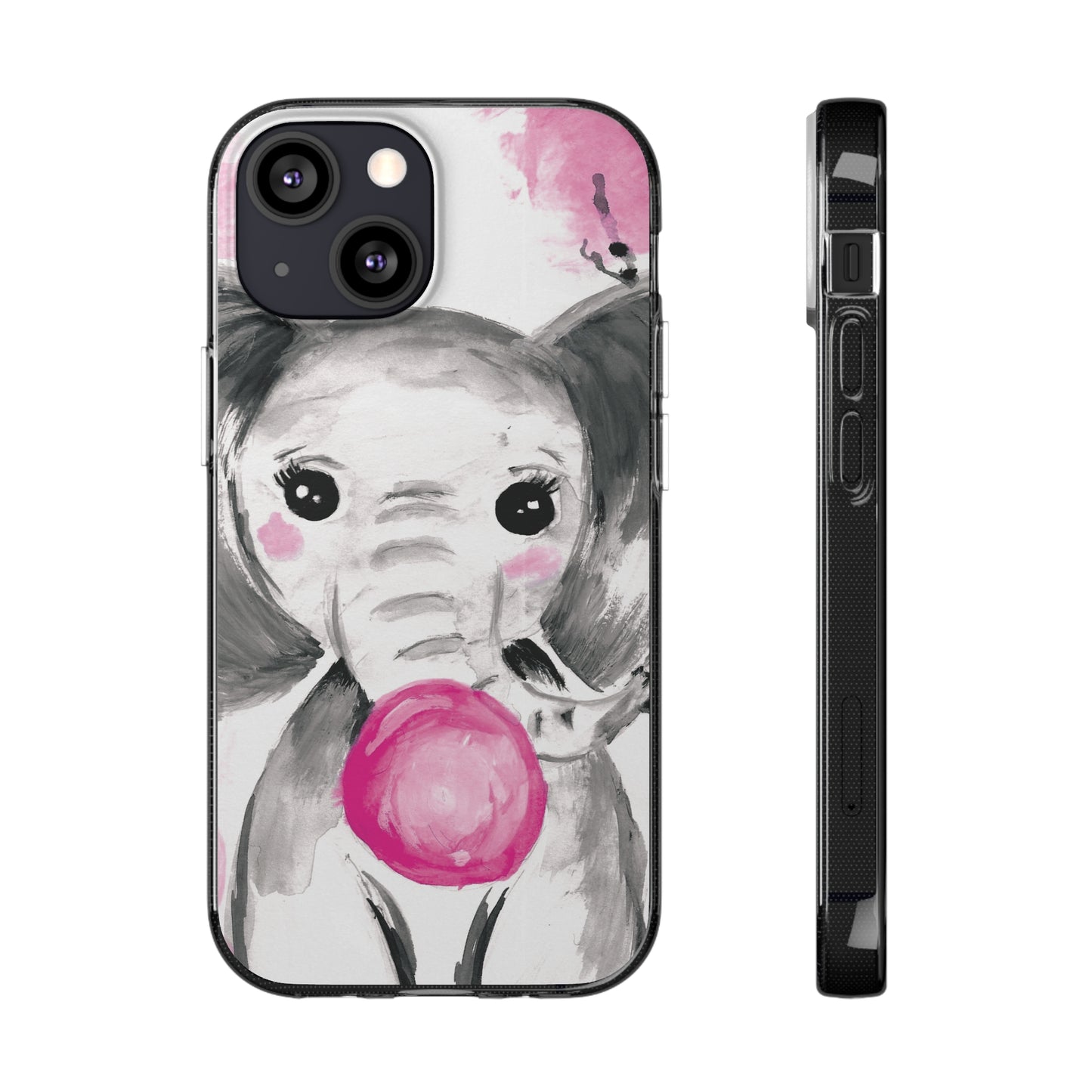 Little Elephant with pink bubblegum without AI - Soft Phone Cases