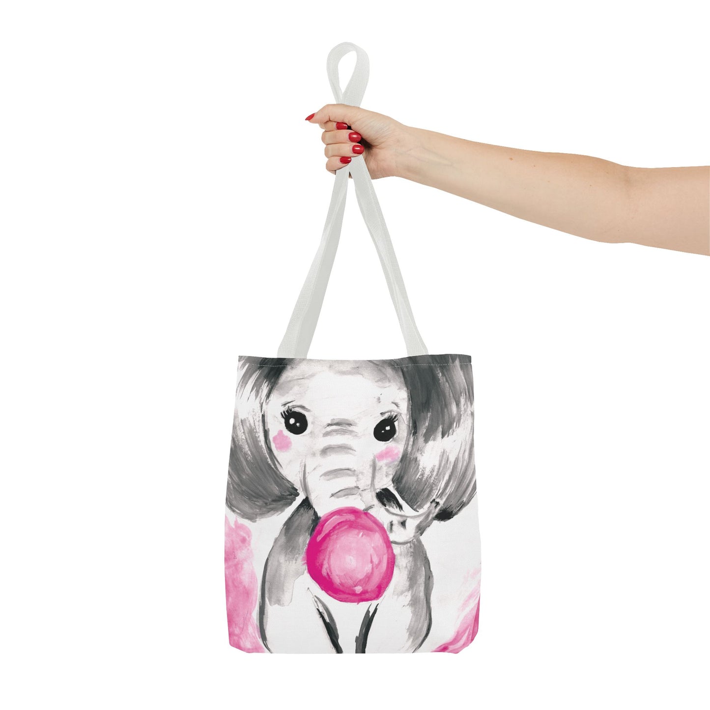 Little Elephant with pink bubblegum without AI - Tote Bag (AOP)