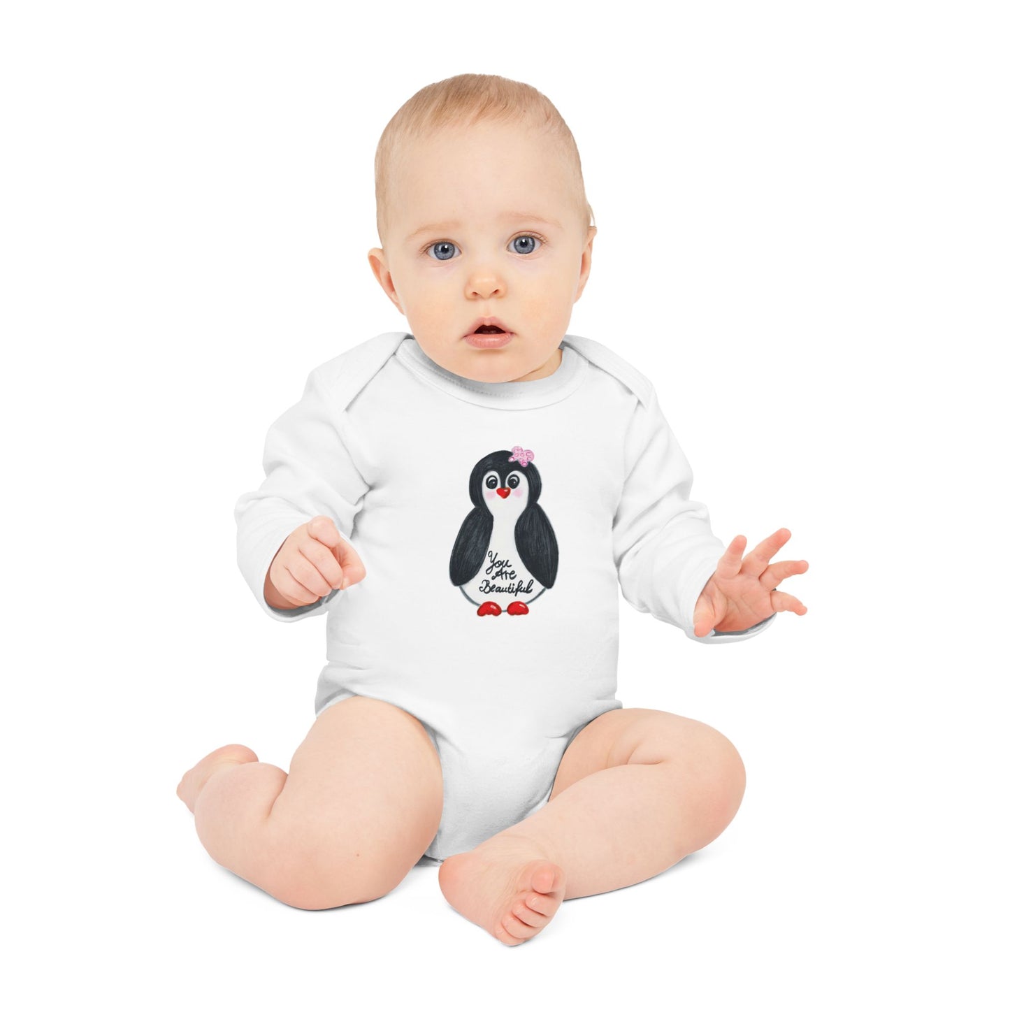 Little penguin beautiful - Baby Long-Sleeve Organic Bodysuit
