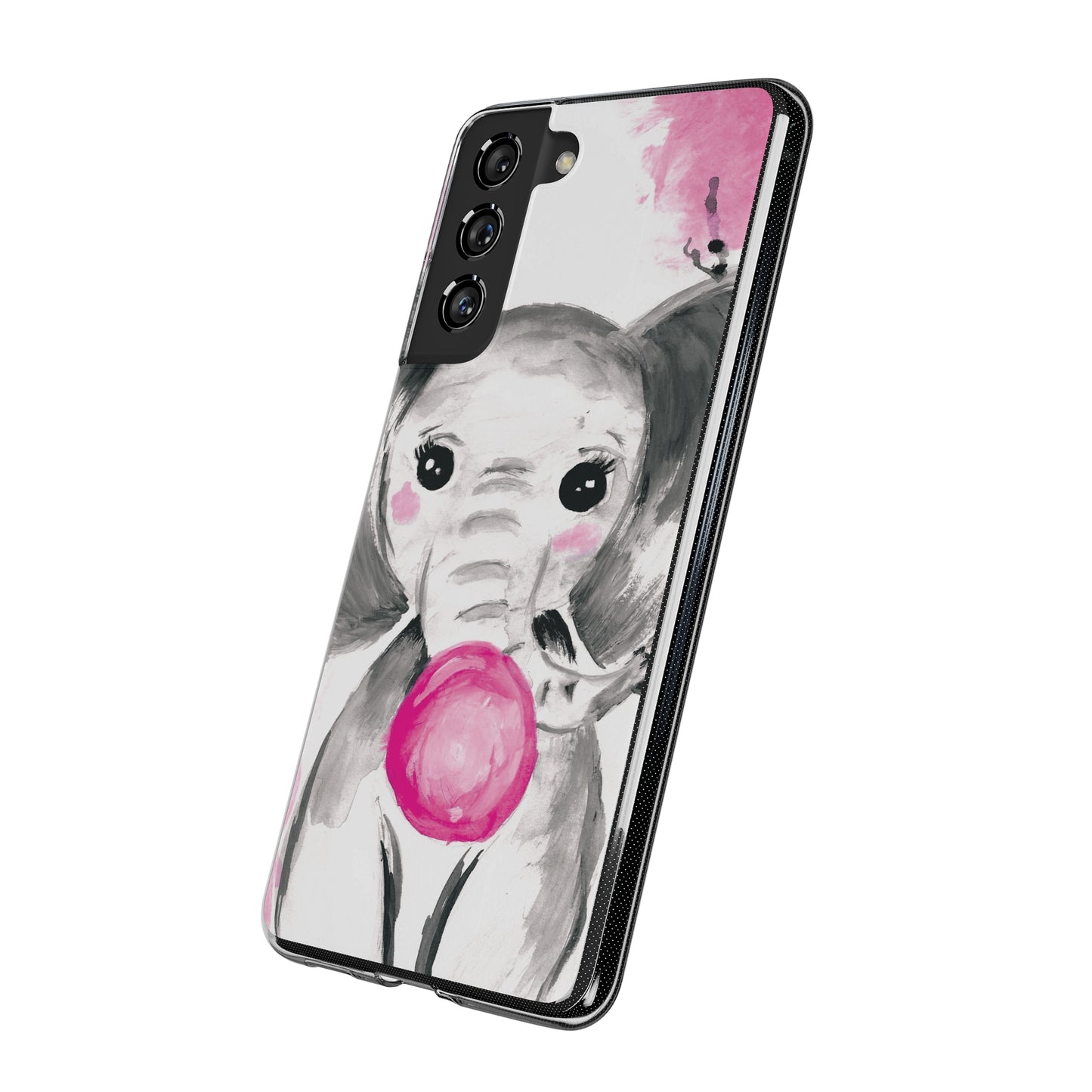 Little Elephant with pink bubblegum without AI - Soft Phone Cases