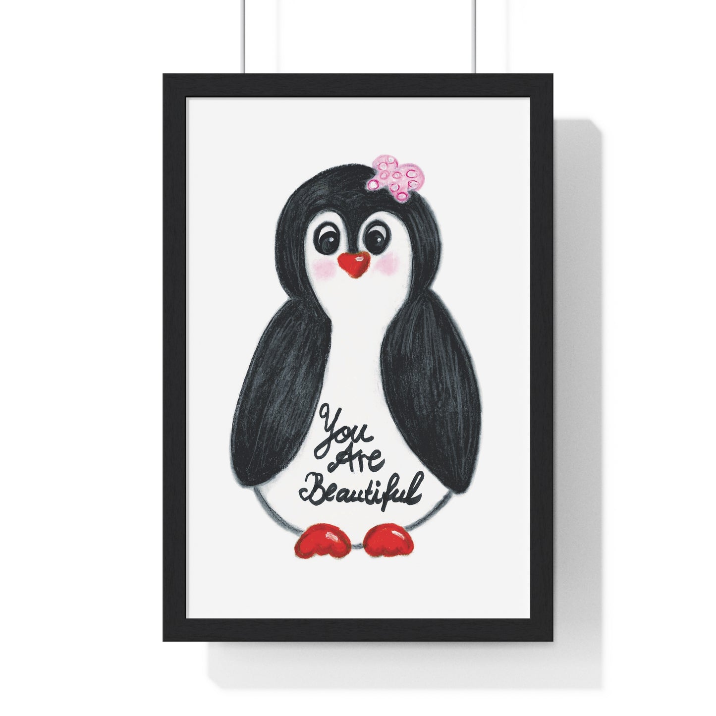 Little penguin beautiful - Vertical Framed Poster