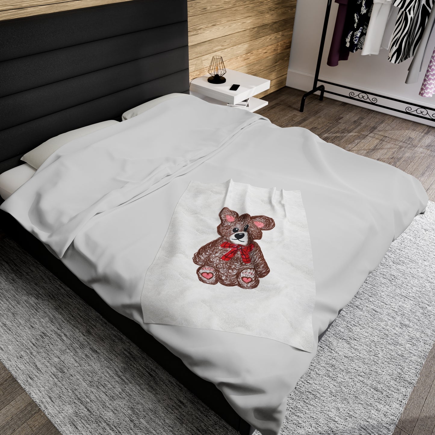 Teddy without AI - Velveteen Plush Blanket