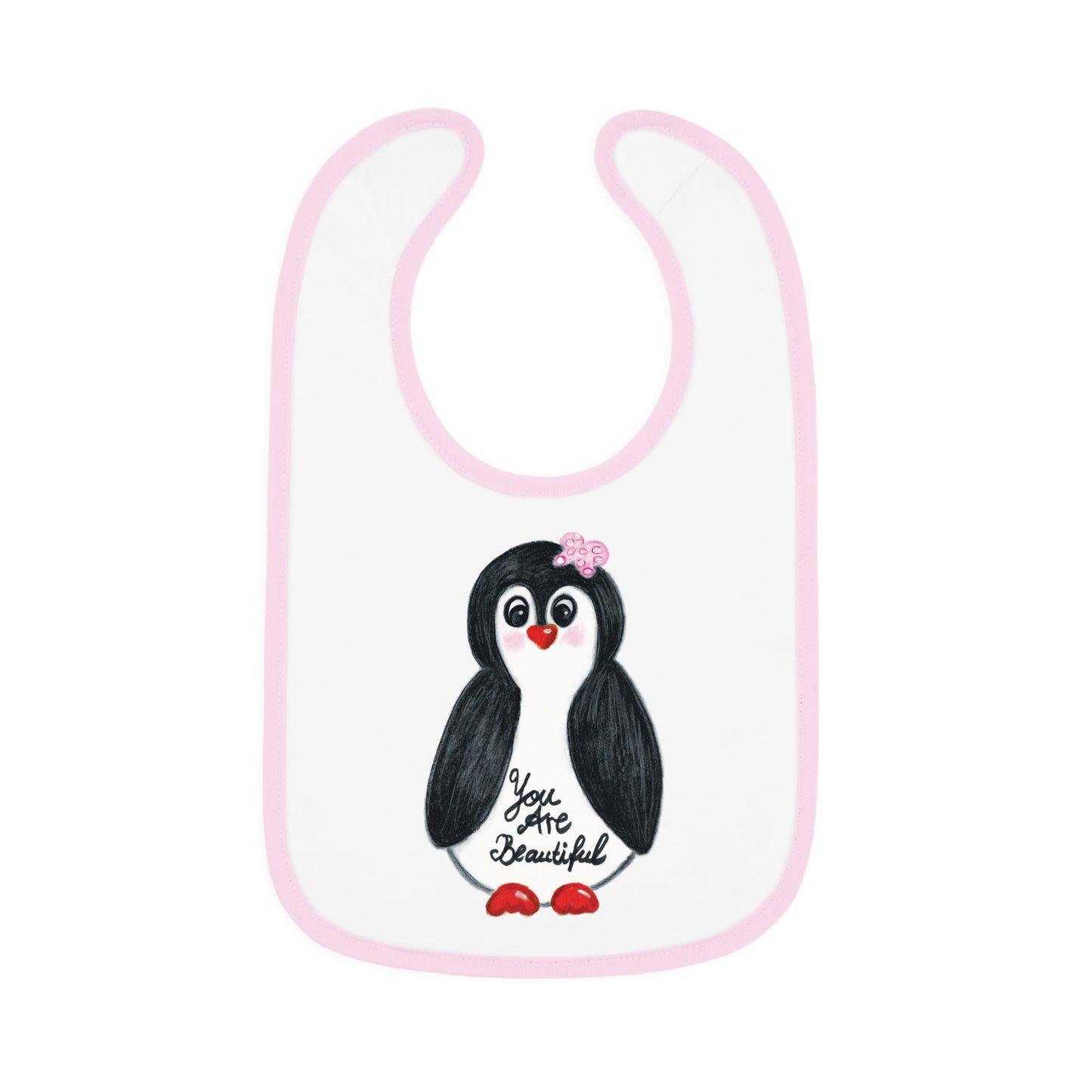 Little penguin beautiful - Baby Contrast Trim Jersey Bib