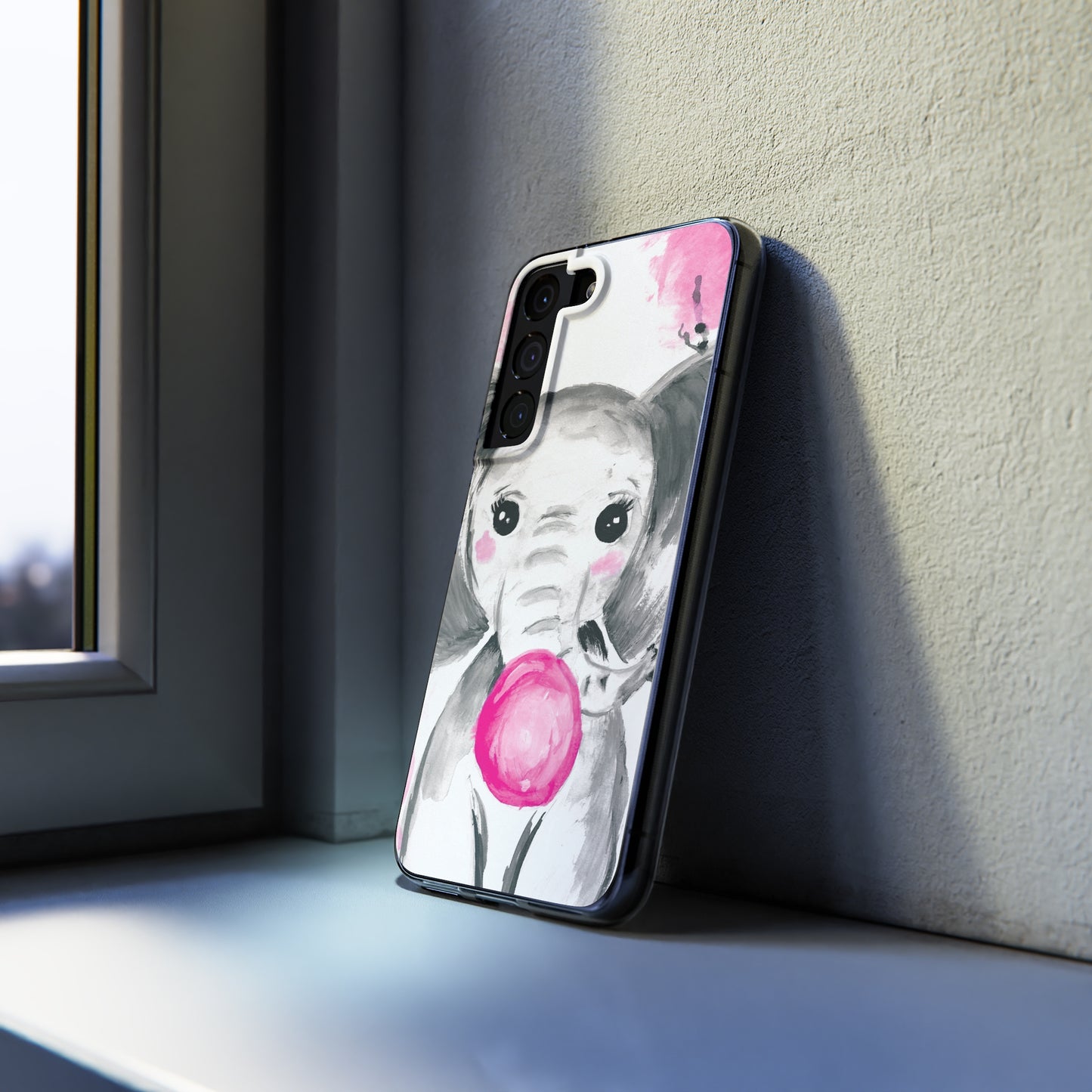 Little Elephant with pink bubblegum without AI - Soft Phone Cases