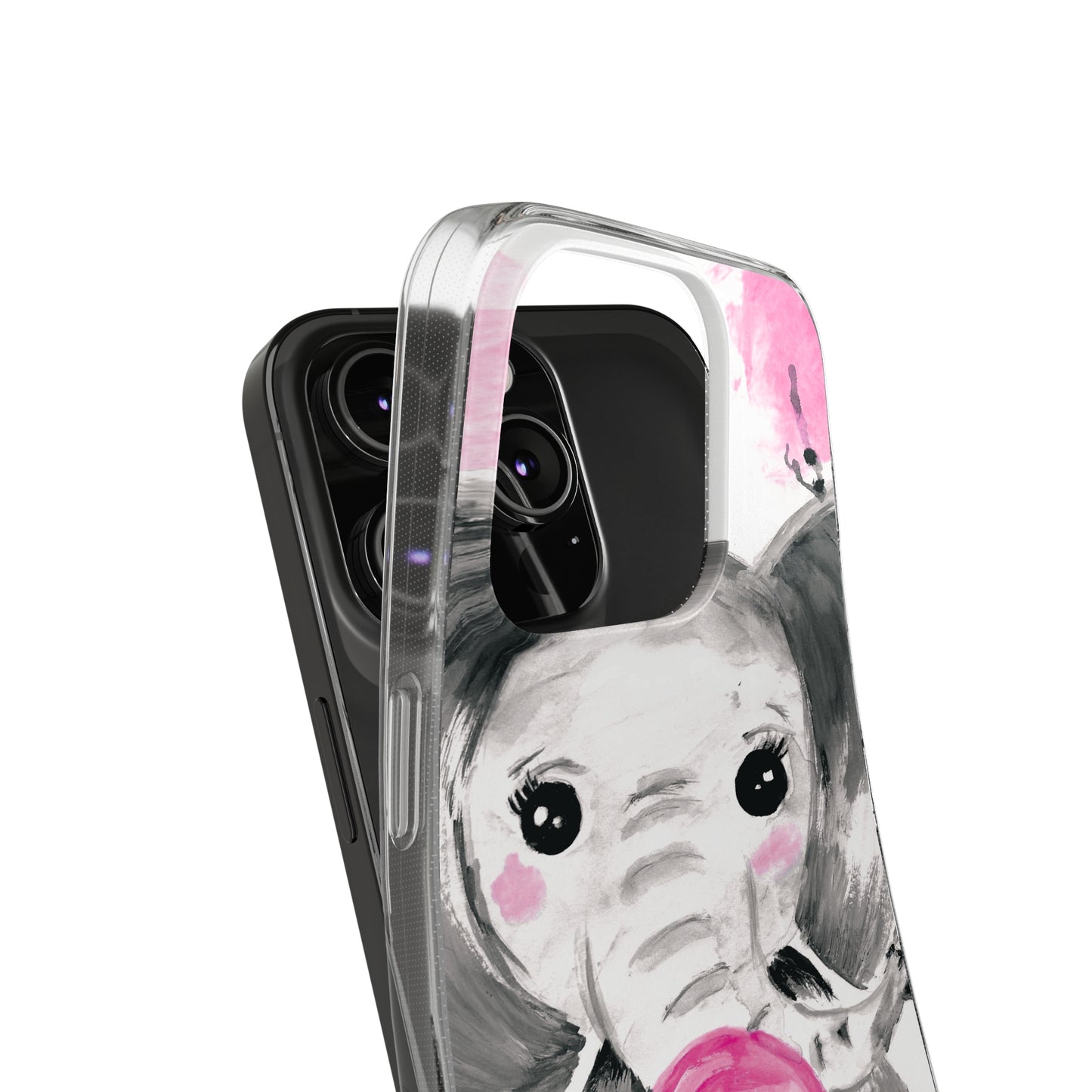 Little Elephant with pink bubblegum without AI - Soft Phone Cases