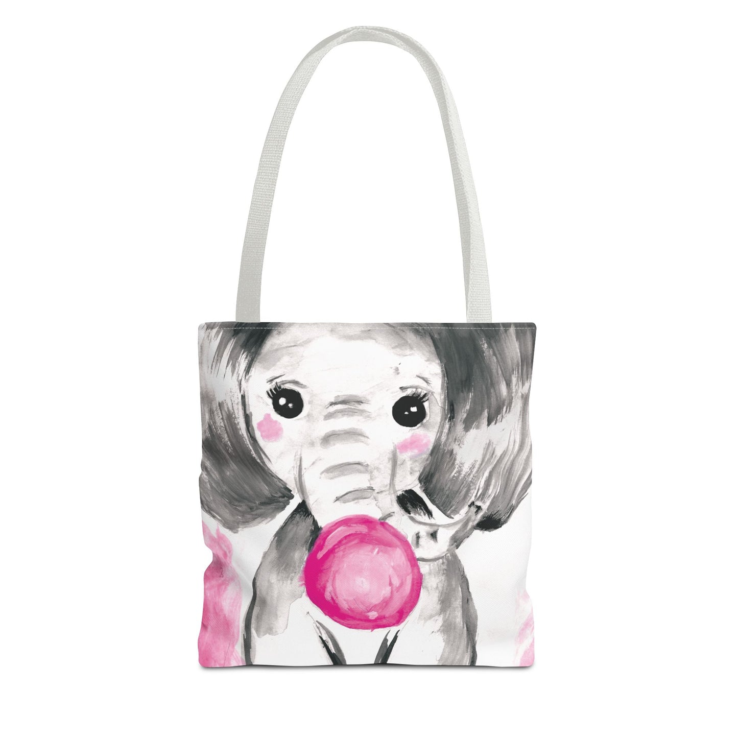Little Elephant with pink bubblegum without AI - Tote Bag (AOP)
