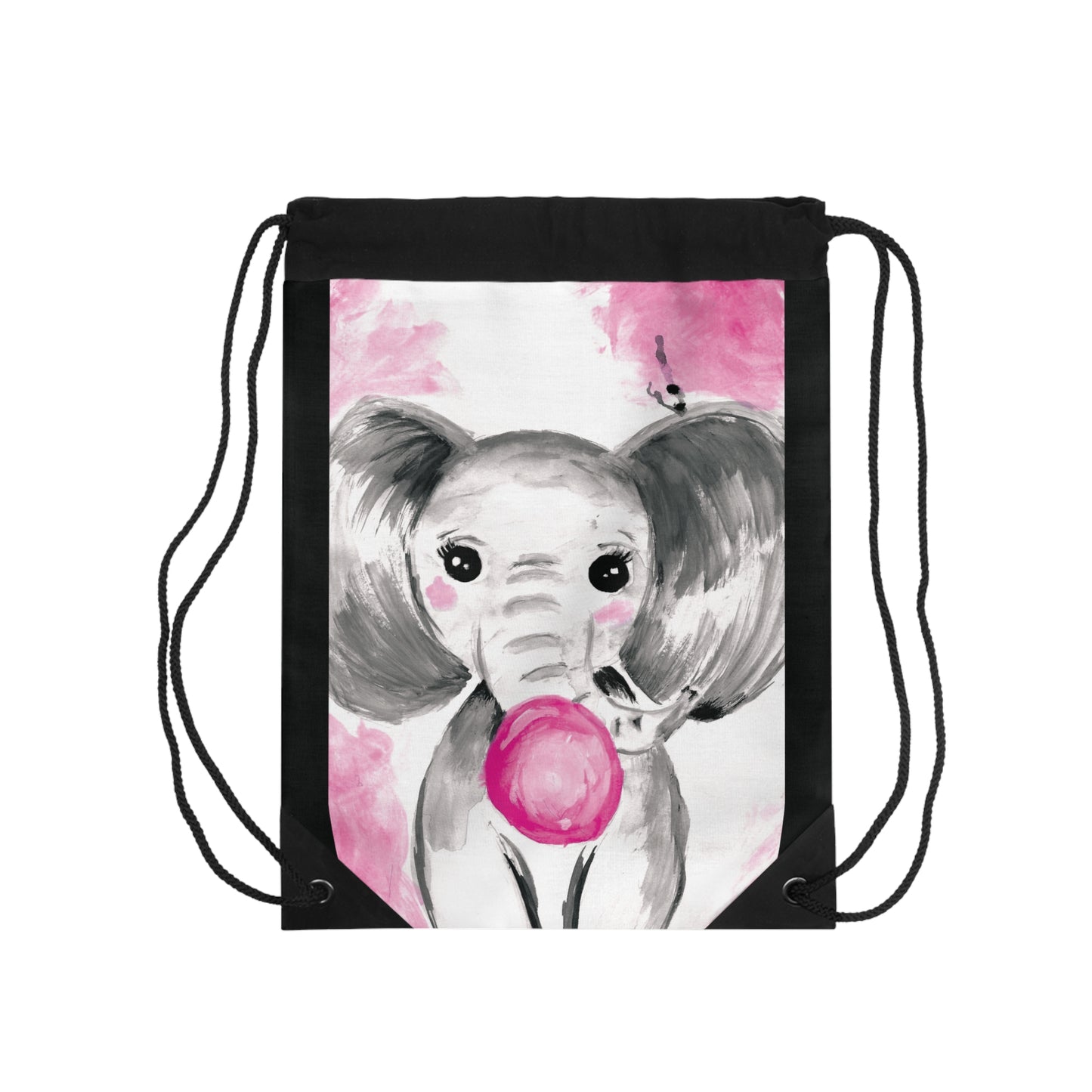 Little Elephant with pink bubblegum without AI - Drawstring Bag