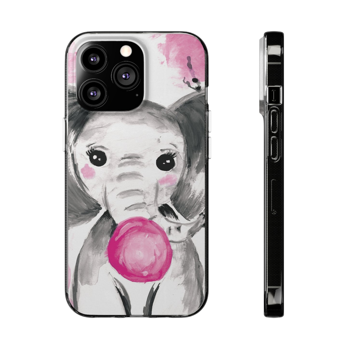 Little Elephant with pink bubblegum without AI - Soft Phone Cases