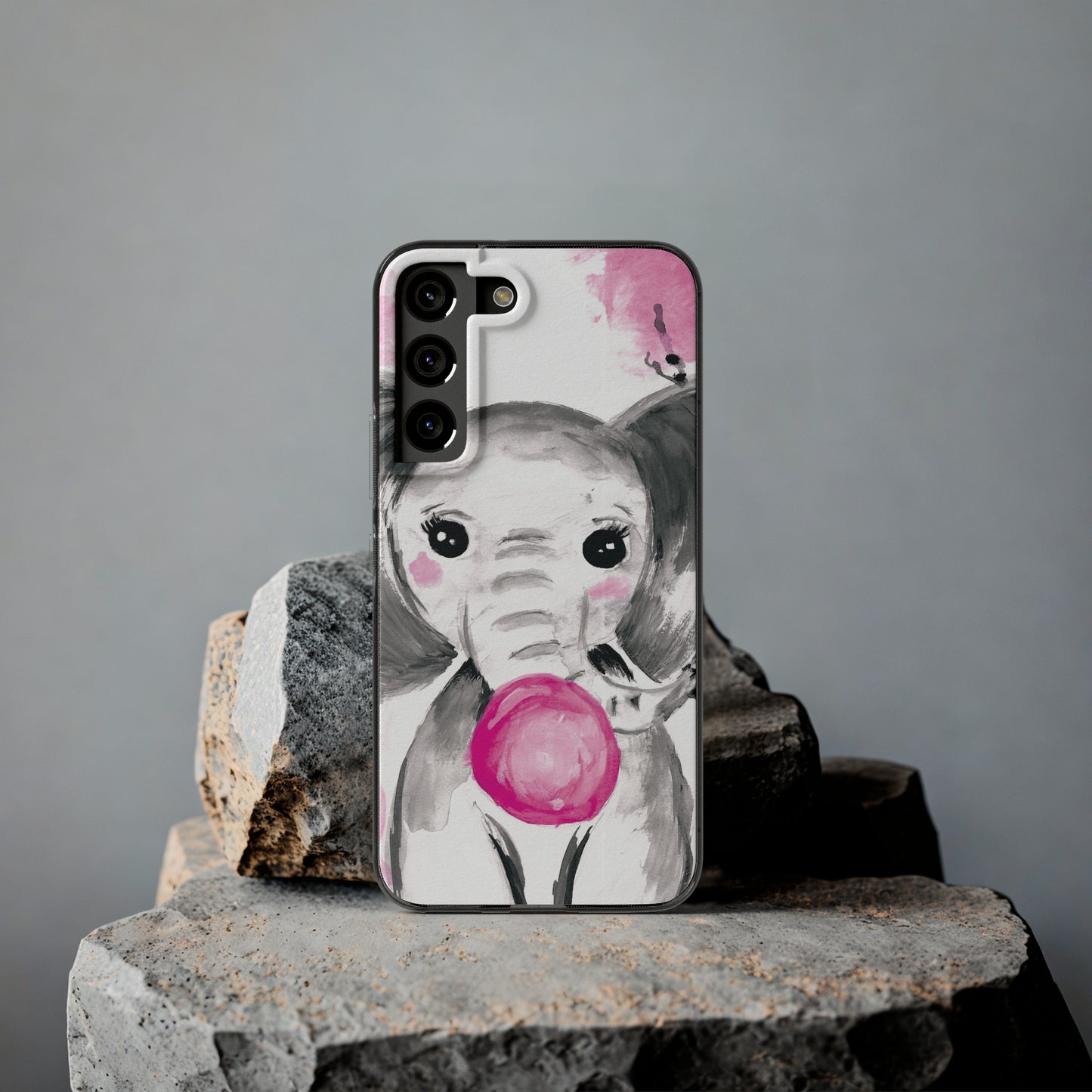 Little Elephant with pink bubblegum without AI - Soft Phone Cases