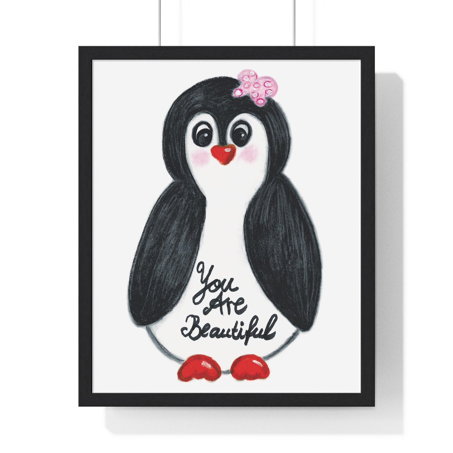 Little penguin beautiful - Vertical Framed Poster